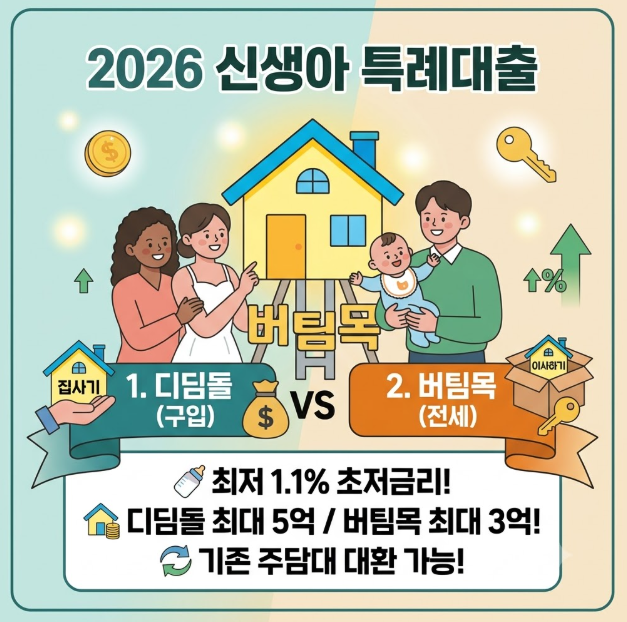 2026 신생아 특례대출 완벽 가이드: 디딤돌·버팀목 자격 조건, 소득 요건 완화 및 금리 혜택 ....