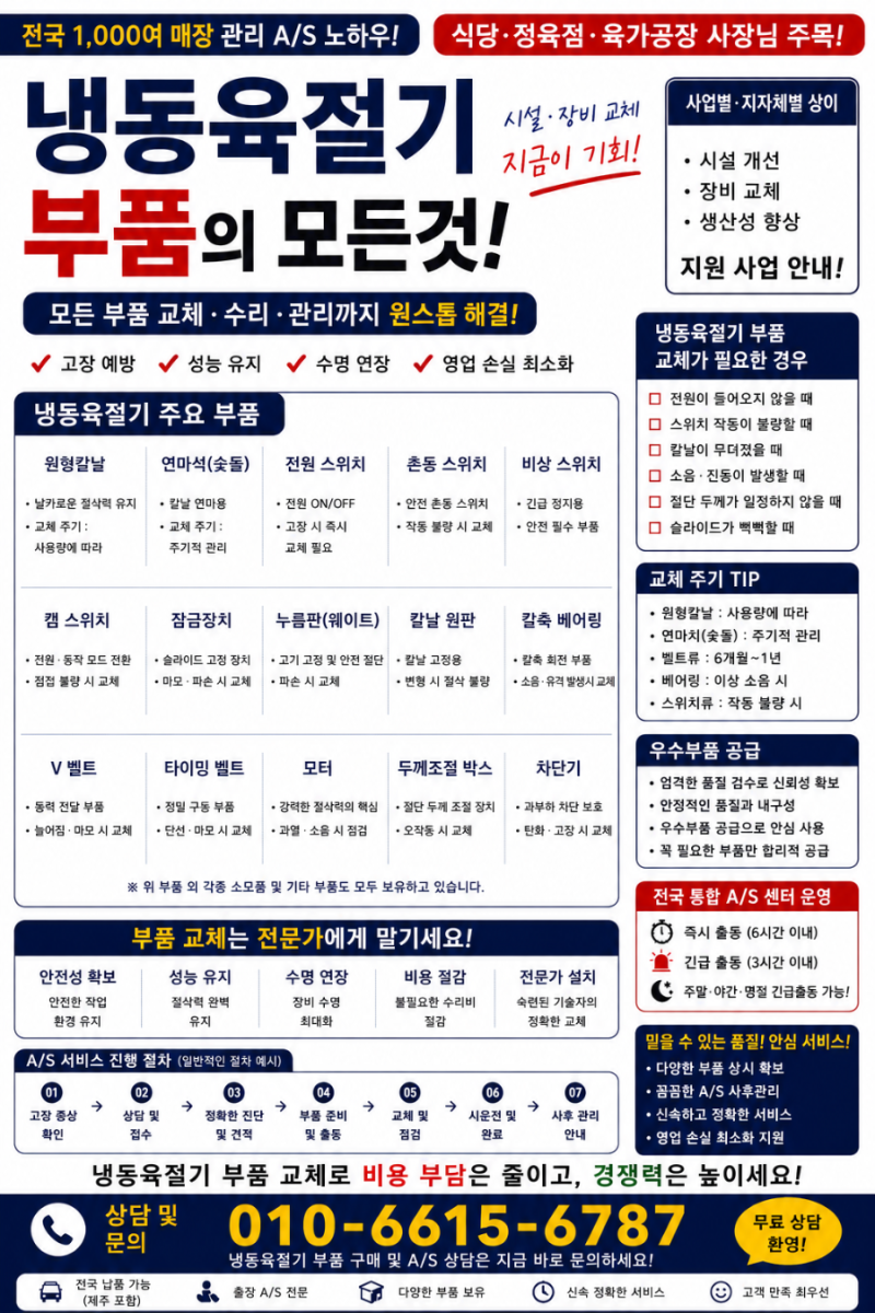 후지육절기 부품 직접교환·셀프교체로 수리비 절감! 고장 대비 예비부품 미리 준비하세요 ....
