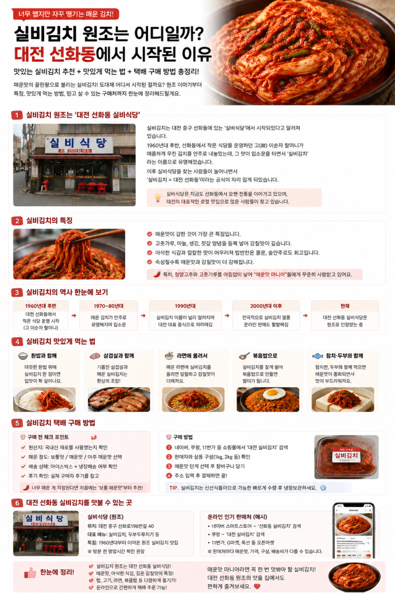 실비김치 원조는 어디일까? 대전 선화동에서 유명해진 매운김치 이야기