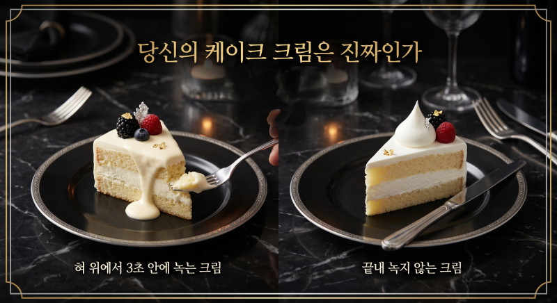 생크림 케이크 진짜 가짜 구별법, 크림만 보면 알 수 있다