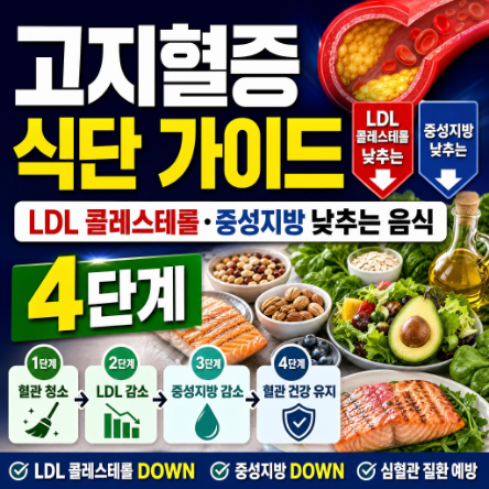 고지혈증 식단 가이드 LDL 콜레스테롤·중성지방 낮추는 음식 4단계