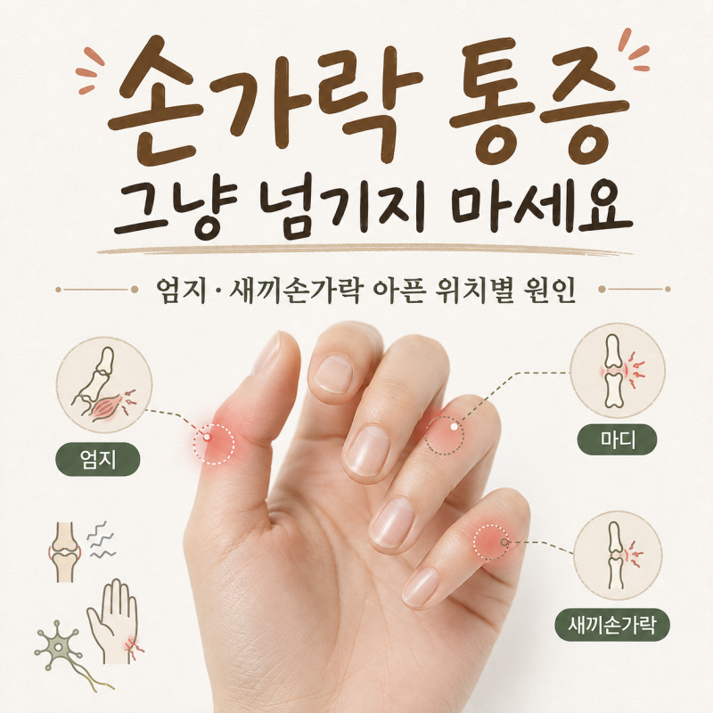 손가락 통증 그냥 넘기지 마세요, 엄지·새끼손가락 아픈 위치별 원인