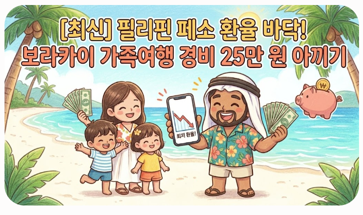 [최신] 필리핀 페소 환율 바닥 찍었다? 보라카이 가족여행 경비 25만 원 아끼는 환전 시뮬레이....