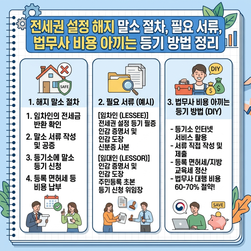전세권 설정 해지 말소 절차와 필요 서류, 법무사 비용 아끼는 등기 방법 정리