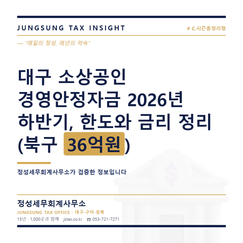 대구 소상공인 경영안정자금 2026년 하반기, 한도와 금리 정리 (북구 36억원)