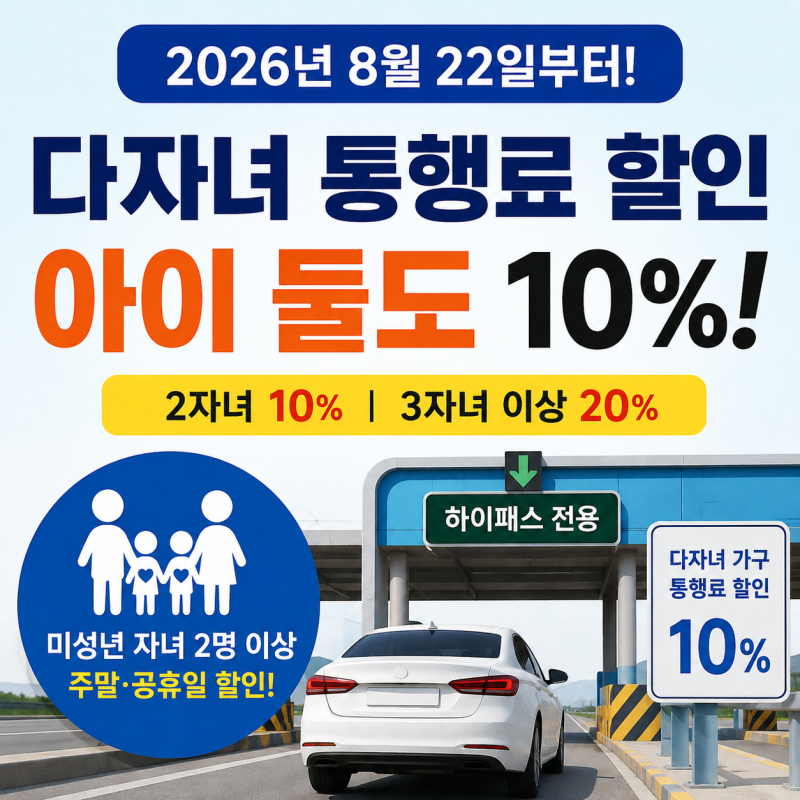 다자녀 통행료 할인 신청 방법｜2자녀 10%·3자녀 20% 하이패스 등록 총정리