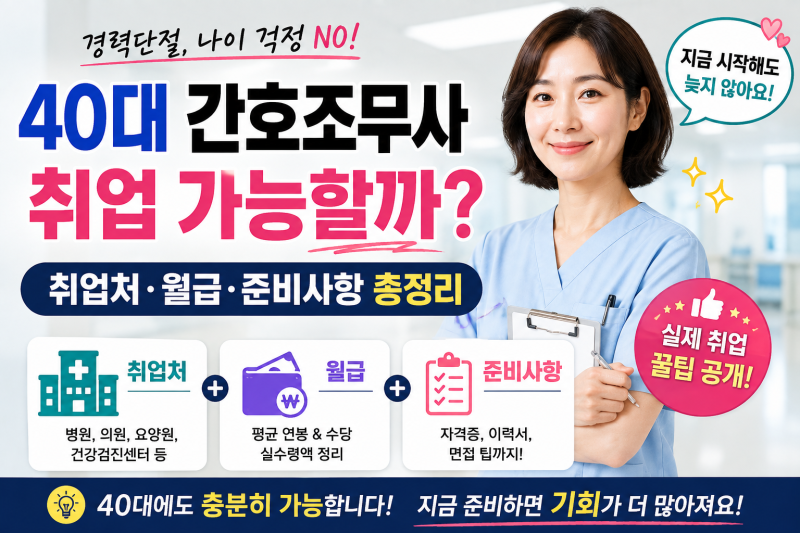 40대 간호조무사 취업 가능할까?｜취업처·월급·준비사항 총정리