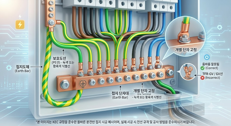 [분전반 접지선 관리] 분전반 내 접지선(PE) 배선 규격, 단자대 연결 및 점검 수칙