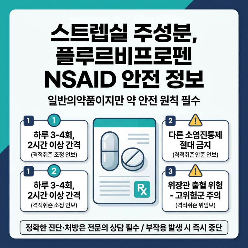 목 아플 때 먹는 사탕처럼 먹는, 스트렙실 주성분 플루르비프로펜, NSAID 안전 정보