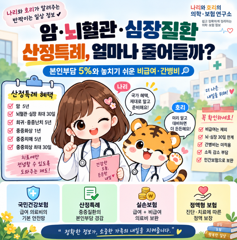 암·뇌혈관·심장질환 산정특례 얼마나 줄어들까?｜본인부담 5%와 놓치기 쉬운 비급여·간병....