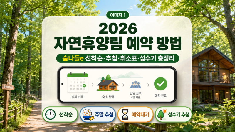 2026 자연휴양림 예약 방법｜숲나들e 선착순·추첨·취소표·성수기 예약 총정리