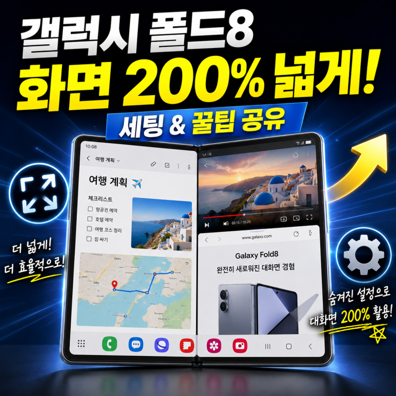 갤럭시 폴드8, 화면 200% 넓게 쓰는 세팅&꿀팁 공유