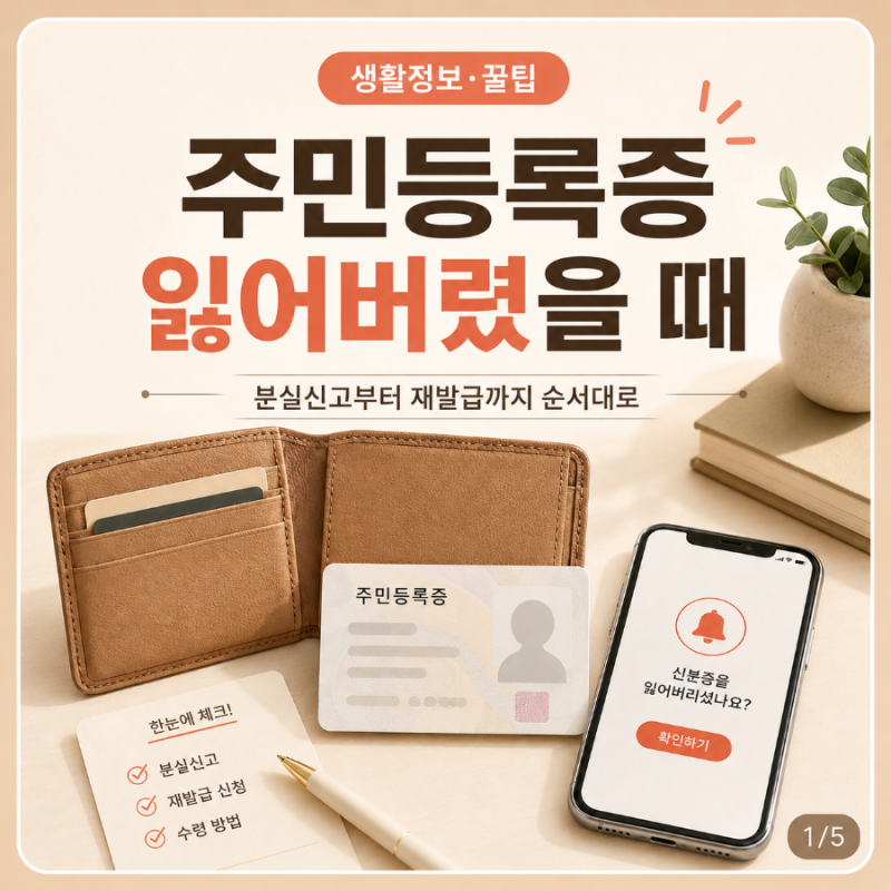 주민등록증 잃어버렸을 때｜분실신고·재발급·신분확인 순서