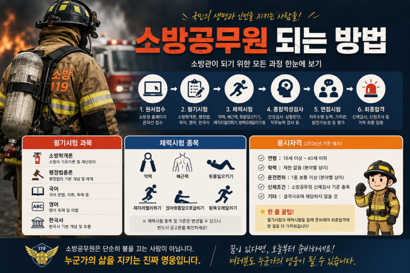 소방공무원 되는 법 총정리｜2026년 기준 소방관 채용시험부터 체력·면접까지