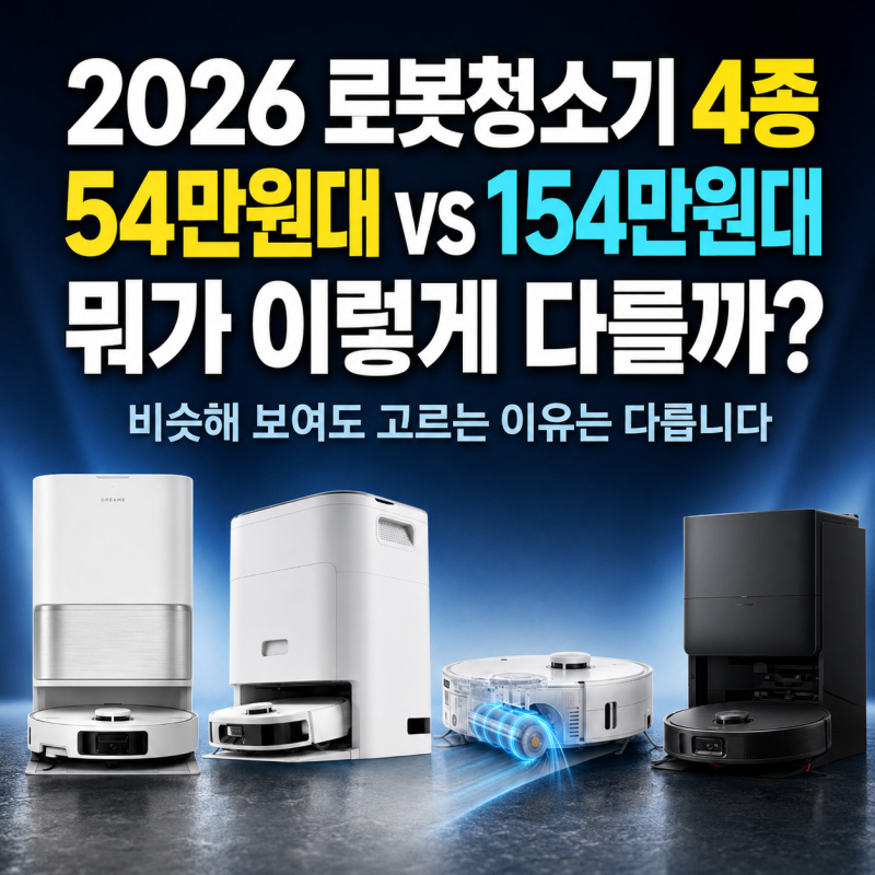 인기있는 로봇청소기 4종 비교, 54만원대와 154만원대는 뭐가 다를까?
