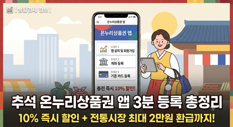추석 온누리상품권 10% 할인 구매 방법 및 전통시장 환급 행사 총정리 (모바일·카드형 앱 등....
