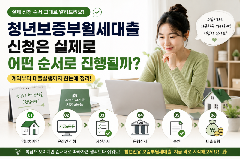 청년보증부월세대출 신청 순서 총정리｜계약부터 기금e든든·은행심사·대출실행까지