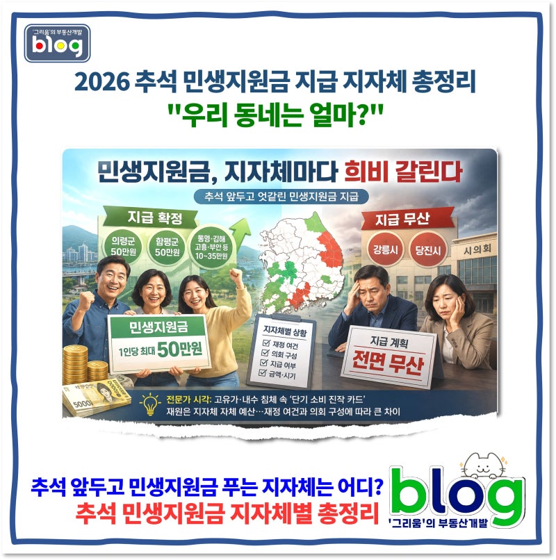 2026 추석 민생지원금 지급 지자체 총정리: 지역별 지급액 현황