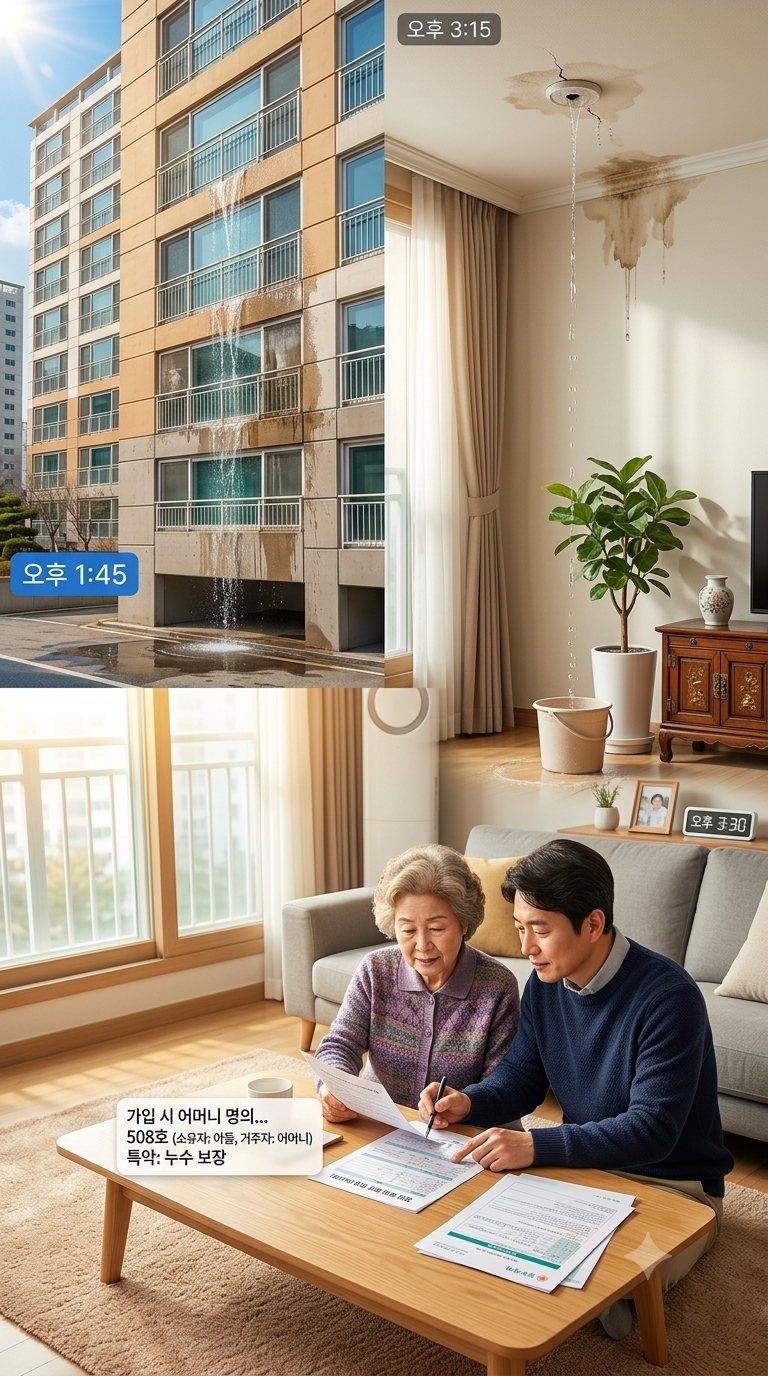 부모님 거주 아들 명의 주택 화재보험, 피보험자 설정과 누수 일배책 보장 정리