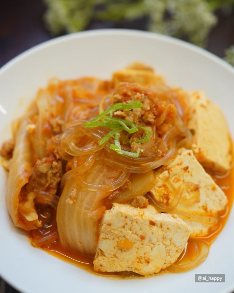 돼지고기 다짐육 김치찌개 만드는 법 두부 당면 넣은 밥 도둑 레시피