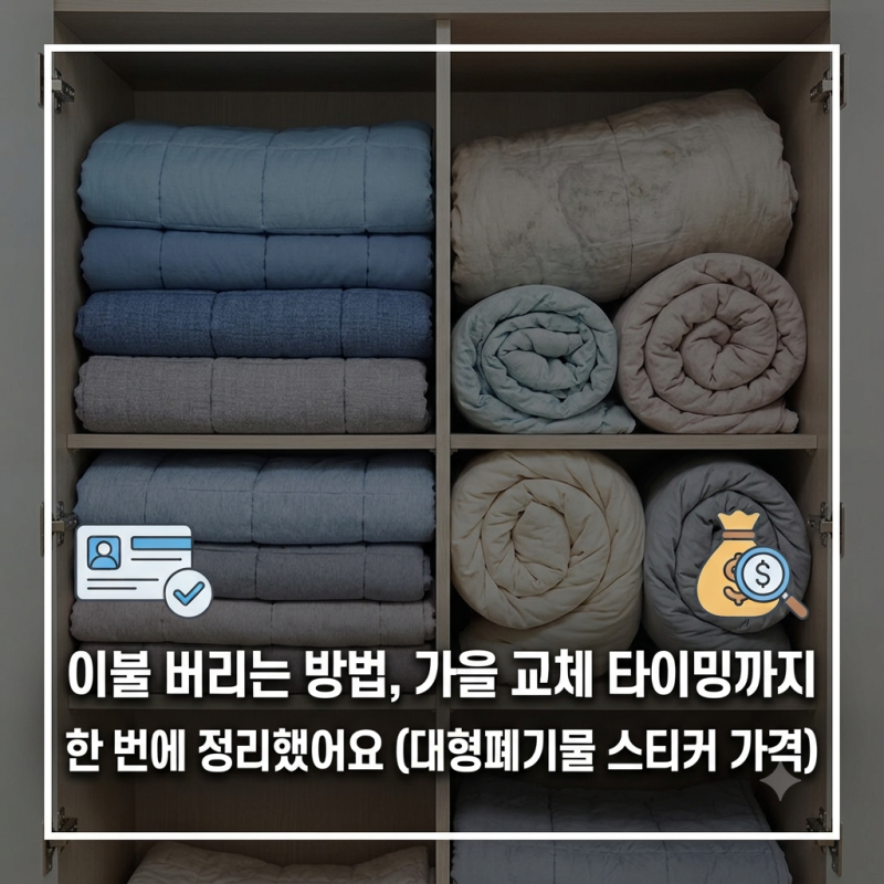 이불 버리는 방법, 가을 교체 타이밍까지 한번에 정리했어요 (대형폐기물 스티커 가격)