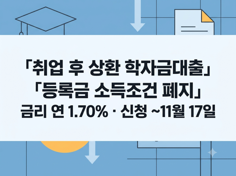 취업 후 상환 학자금대출 소득조건 폐지 (2026년, 금리 연 1.7%)