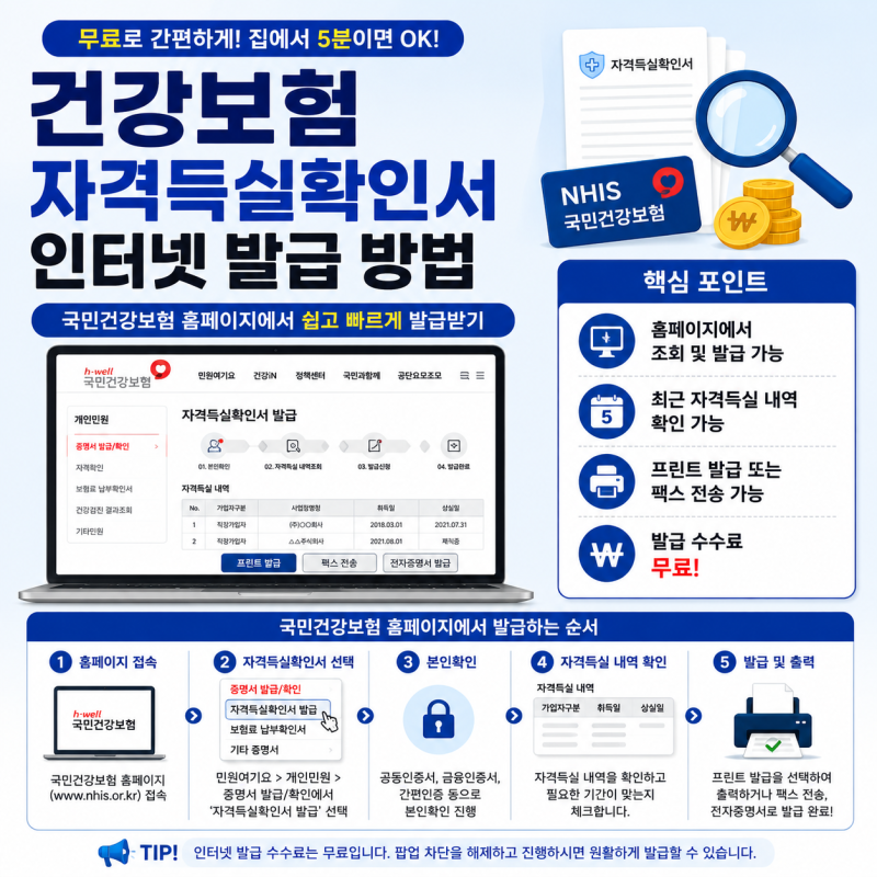 건강보험 자격득실확인서 인터넷 발급 방법｜무료로 발급받기