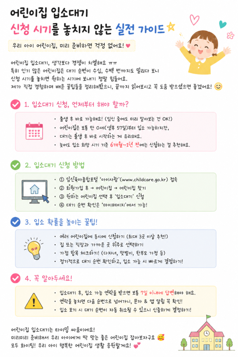 어린이집 입소대기 신청 시기, “나중에 해야지” 했다가 순번 밀립니다… 실전 타이밍 총정....