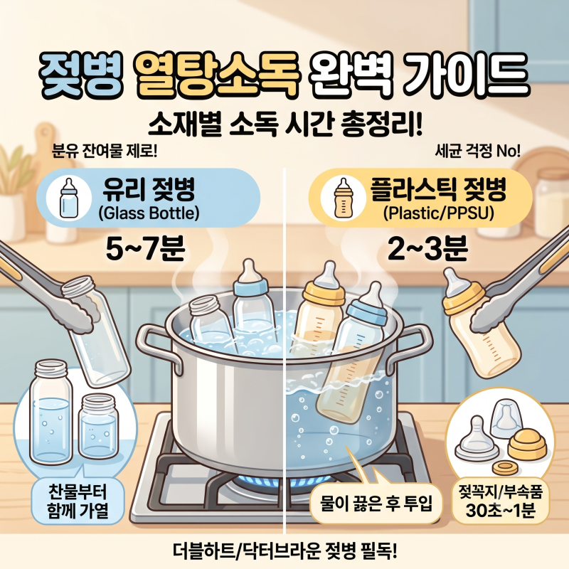 젖병 열탕소독 방법과 시간 더블하트 닥터브라운 열탕소독 주기