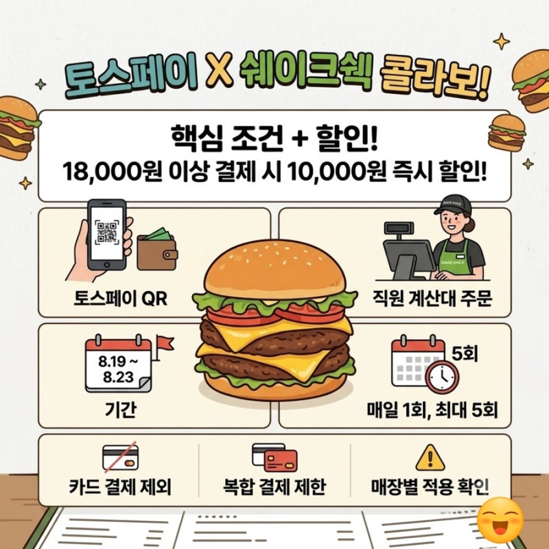 쉐이크쉑 1만원할인 토스페이 결제로 반값에 먹고온후기