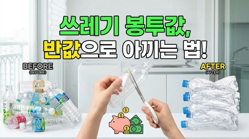 쓰레기 봉투값 아끼는 페트병 라벨 제거 분리수거 생활 습관