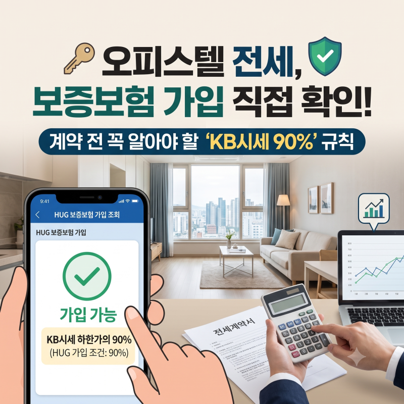 오피스텔 전세 구할 때 필수! HUG 전세보증보험 가입 가능 여부 직접 계산하는 법