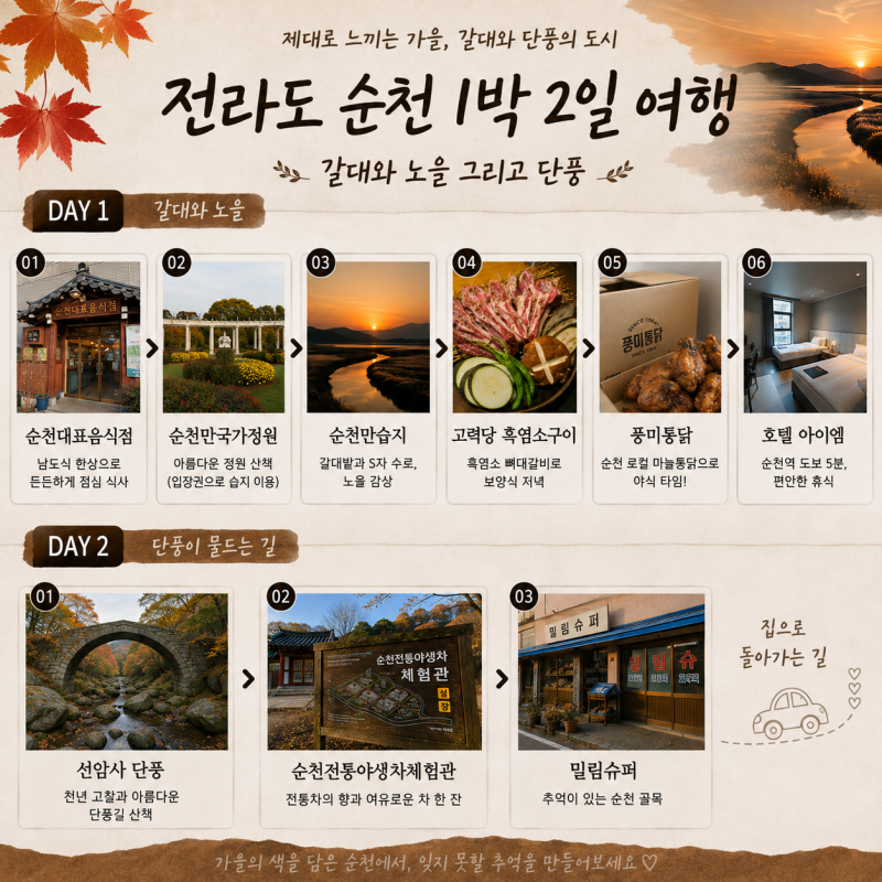 순천 1박2일 여행 코스｜순천만국가정원·순천만습지부터 선암사 단풍까지 순천 여행 코스 ....