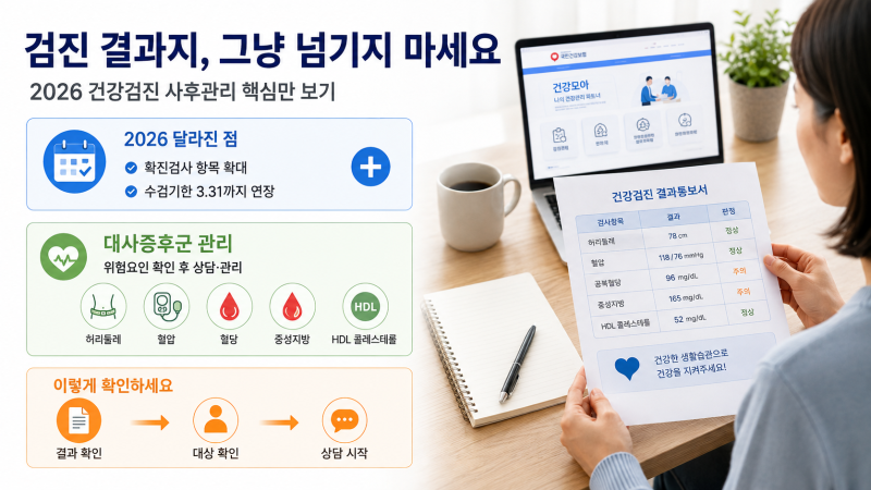 검진 결과지 서랍에 넣지 마세요 — 2026 건강검진 확진검사·사후관리 지원 총정리