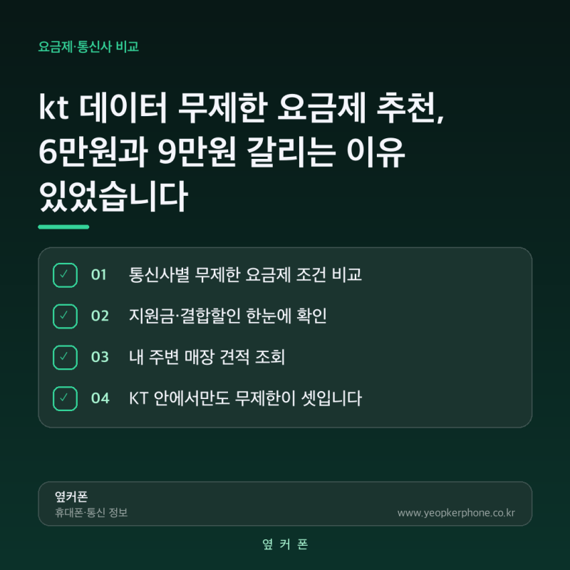 kt 데이터 무제한 요금제 추천, 6만원과 9만원 갈리는 이유 있었습니다