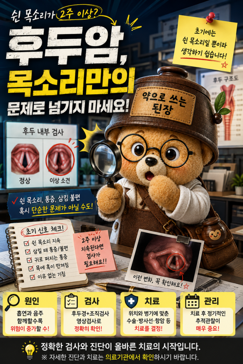후두암, 쉰 목소리가 오래간다면 목소리만의 문제로 넘기지 않아야 합니다