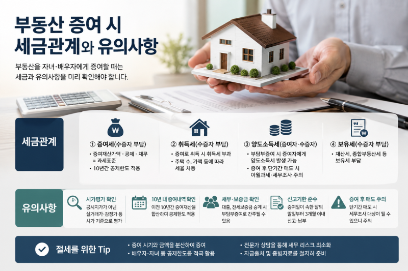 부동산 증여시 세금관계와 유의사항