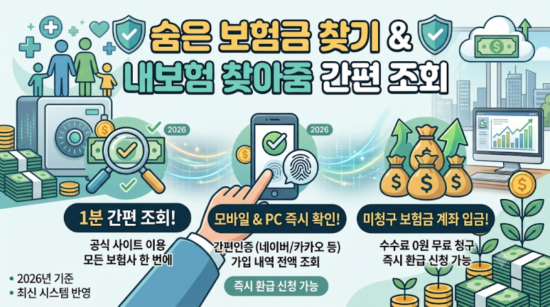 숨은 보험금 찾기 및 내보험 찾아줌 조회 방법 (미청구 보험금 1분 환급 및 계좌 입금 총정리)