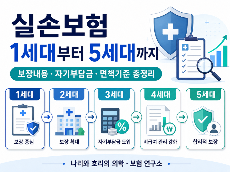 실손보험 1세대부터 5세대까지 비교｜보장내용·자기부담금·면책기준 총정리