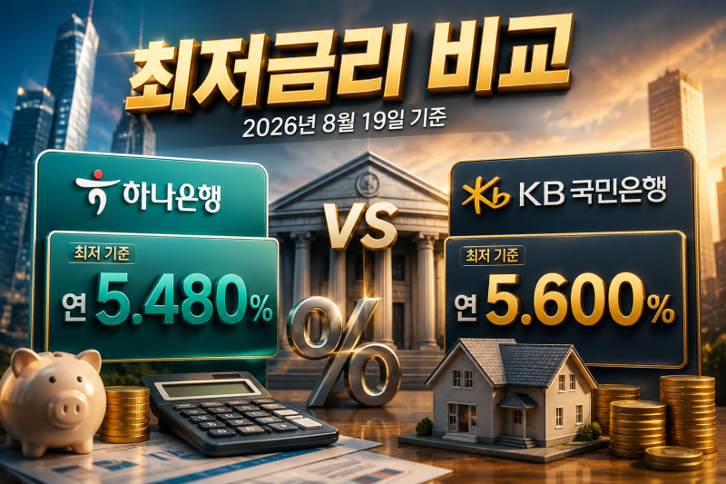 주담대 금리비교 5년 고정 최저금리 하나은행 국민은행 부수거래 조건 총정리