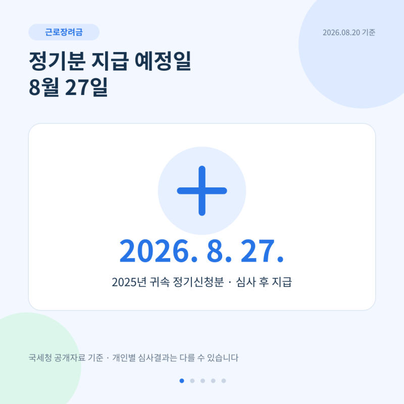 8월 27일 근로장려금 지급일 총정리｜지급액·심사결과·입금시간·조회방법
