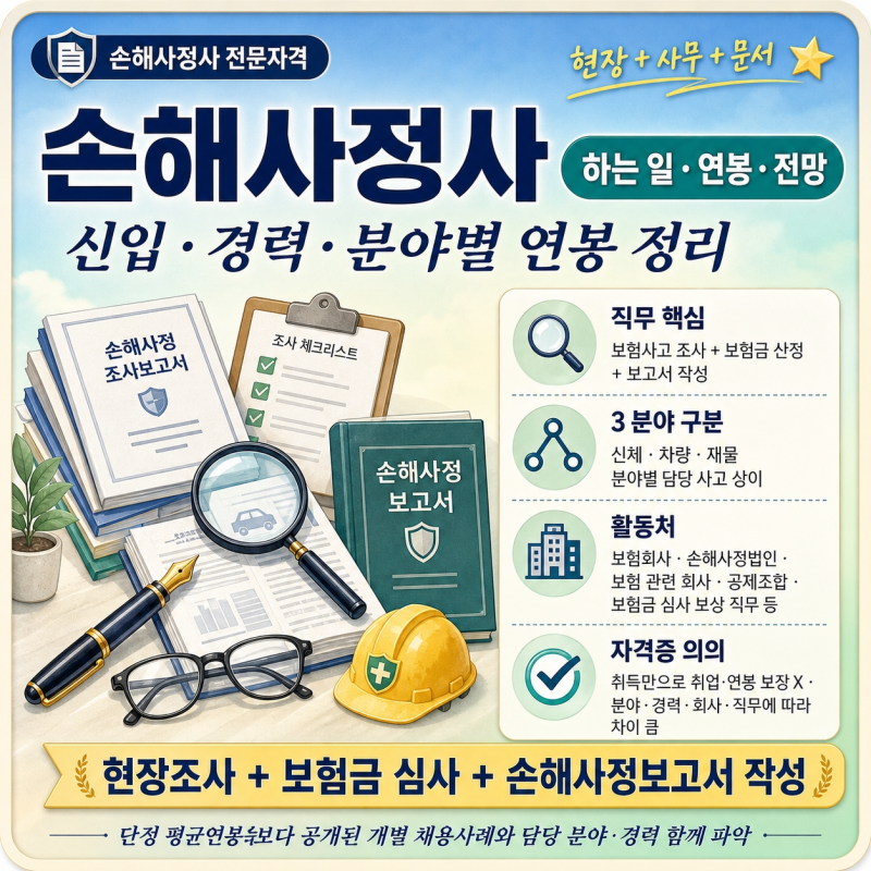 손해사정사 하는 일 연봉 현실｜취업·초봉·경력별 전망 총정리