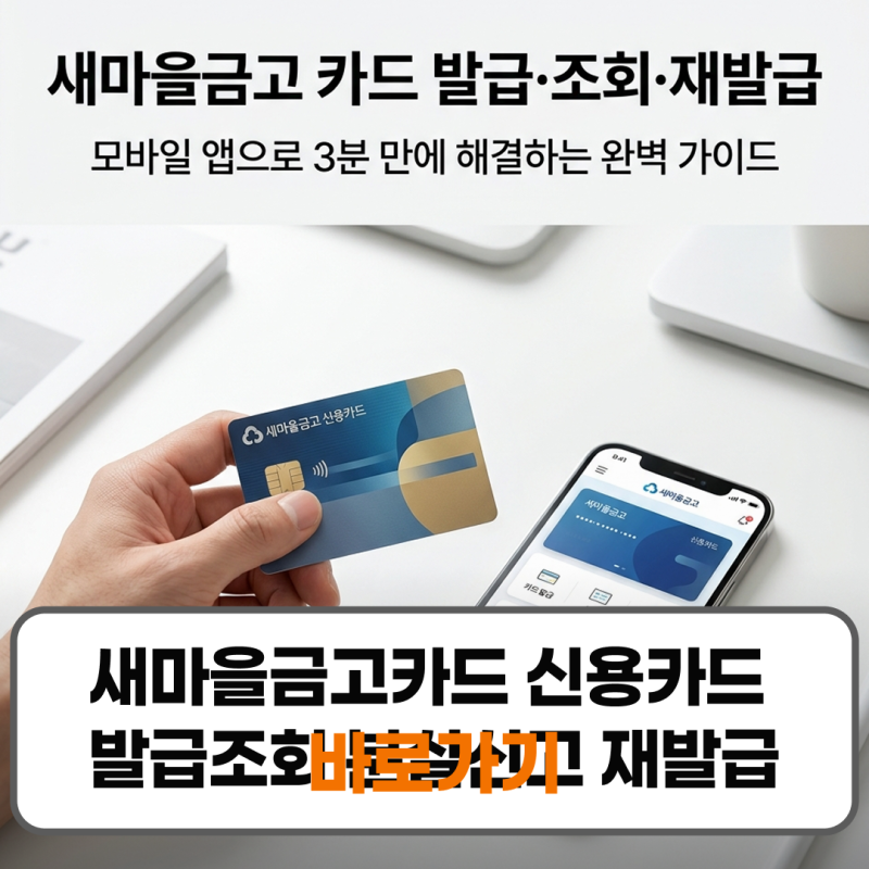 새마을금고카드 신용카드 발급 조회 분실신고 재발급 방법