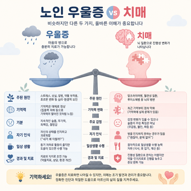 노년기 우울증, 치매와 헷갈리는 이유 - 가성치매 감별법