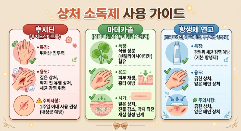 빨간약? 후시딘? 상처별 올바른 소독약·연고 선택법과 바르는 순서