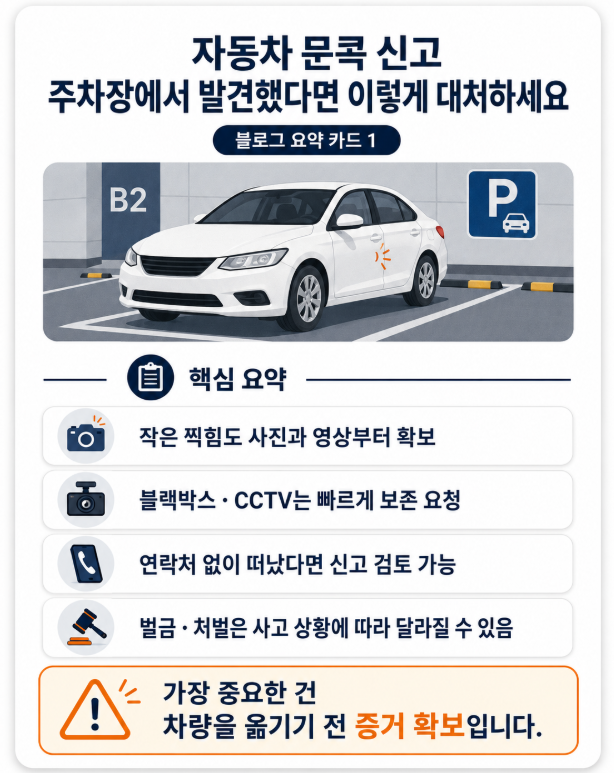자동차 문콕 신고 주차장에서 발견했다면 이렇게 대처하세요