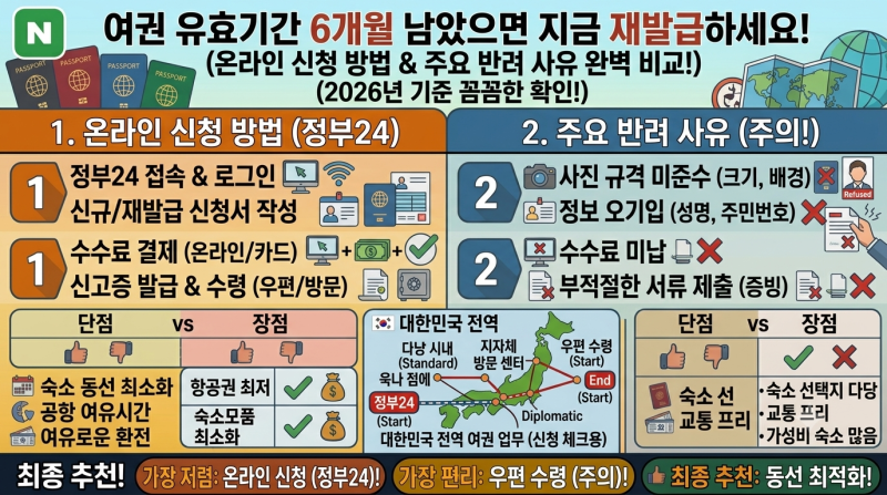여권 유효기간 6개월 남았으면 지금 재발급하세요 (온라인 신청 방법과 반려 사유)