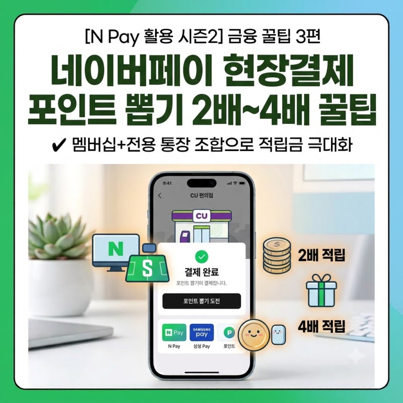네이버페이 현장결제 포인트 뽑기 2배~4배 적립 꿀팁 정리 (시리즈 3편)
