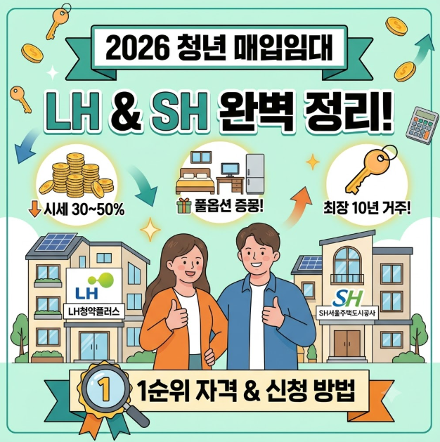 2026 LH·SH 청년 매입임대주택 완벽 가이드: 1순위 입주 자격, 시세 대비 30~50% 임대료, 신청 방....