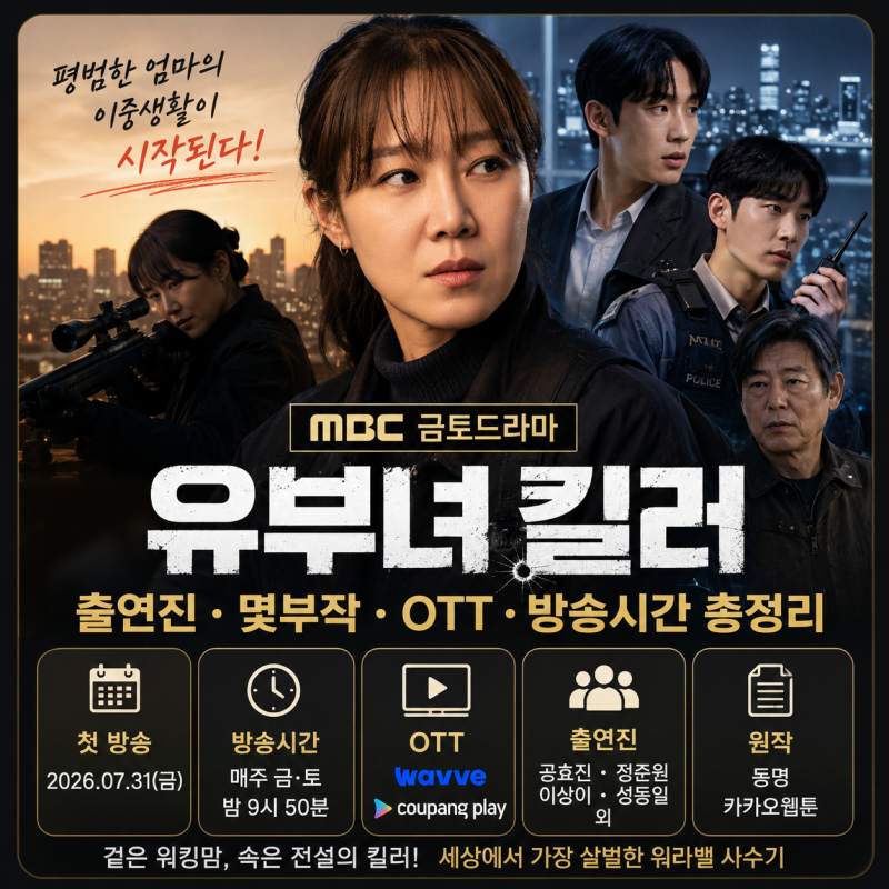 공효진 변신 통했다! 유부녀 킬러 출연진·몇부작·OTT·다시보기·방송시간 총정리